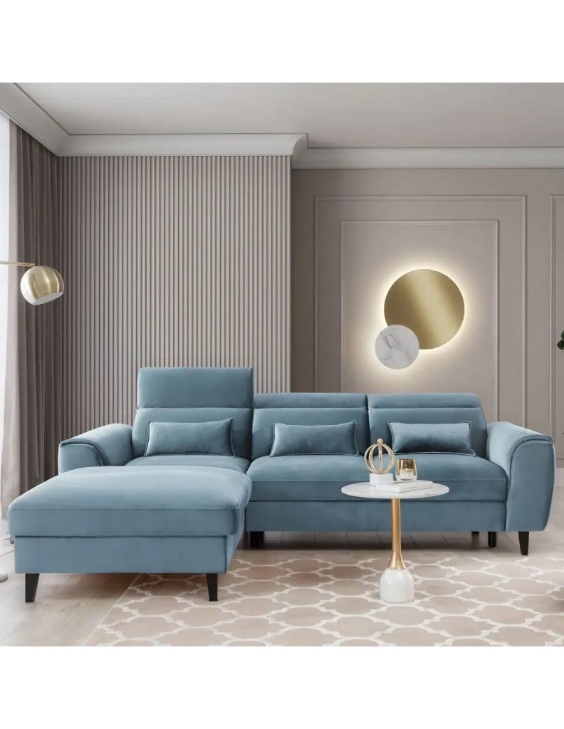 Divano angolare convertibile blu angolo sinistro 4 posti FABLE
