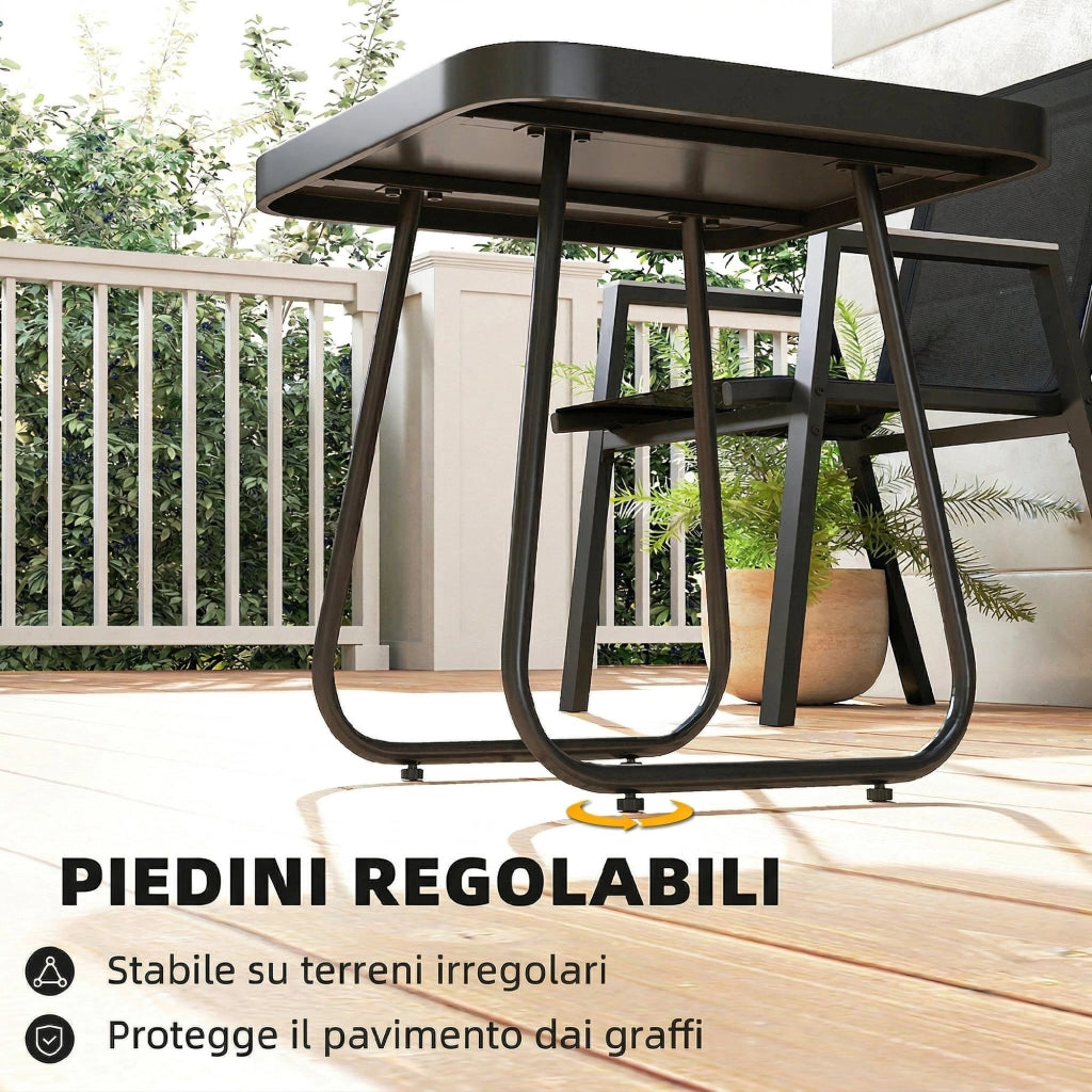 Set Bistr¨° da Esterni 3 Pezzi, Tavolino con Piedini Regolabili