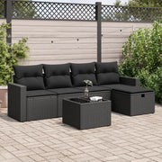 Set Divano da Giardino 6 pz con Cuscini Nero in Polyrattan 3325371