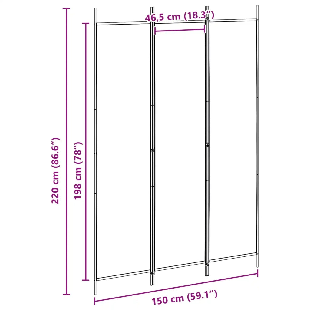 Divisorio Ambienti | Divider per stanze | Paravento a 3 pannelli Beige 150 x 220 cm Tessuto