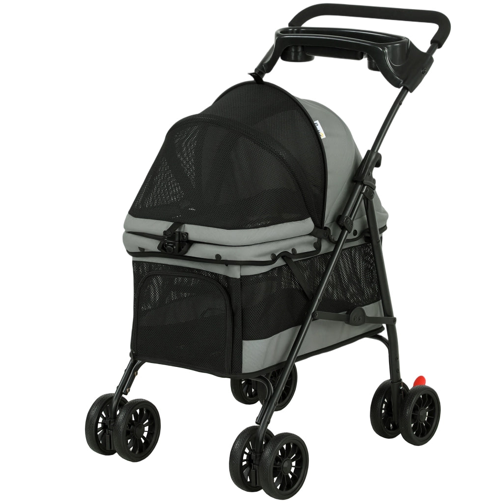 Carrello per Cani Piegevole ¨C Minimal ¨C Grigio con Cuscini