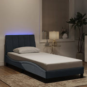 Giroletto con LED senza Materasso Hanko Grigio Scuro 80x200 cm in Velluto