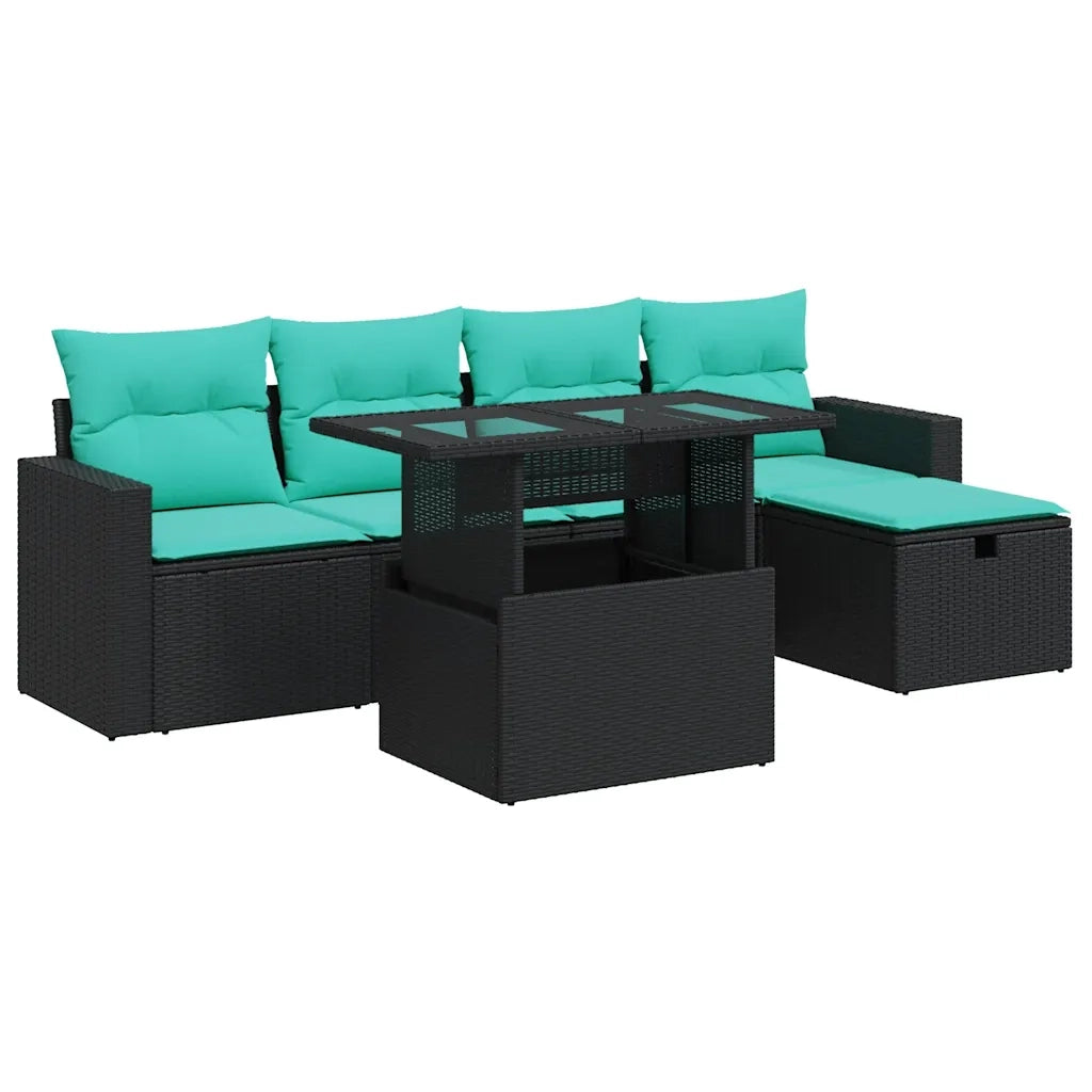 Set Divano da Giardino 6pz con Cuscini Grigio Polyrattan Acacia 3327807