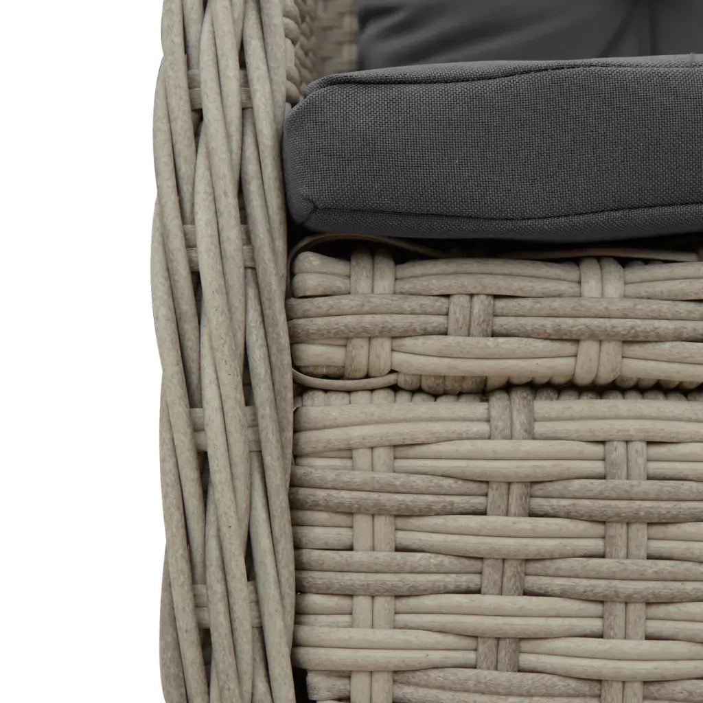 Set Pranzo da Giardino 5pz con Cuscini Grigio Chiaro Polyrattan