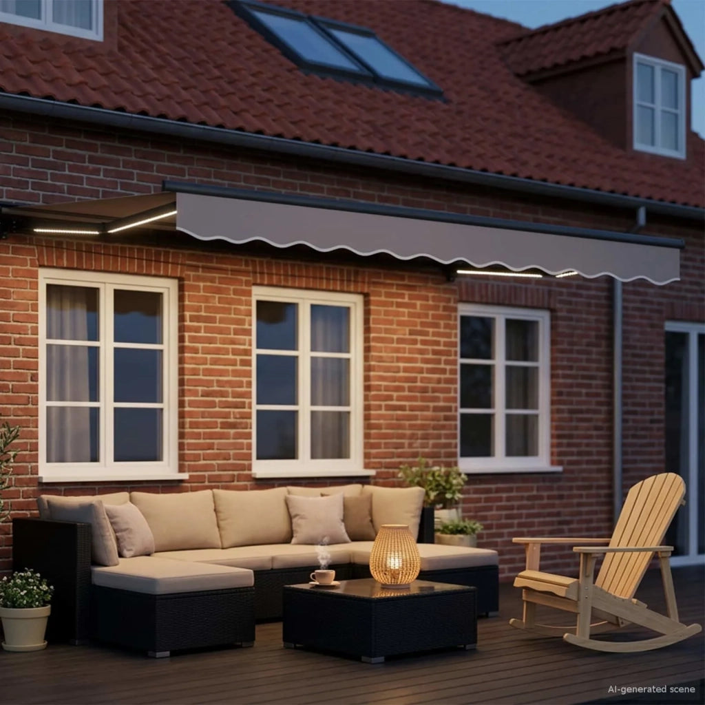 Cornice per Tenda Manuale con LED Bianco 2,5 x 2 m Alluminio 42024794