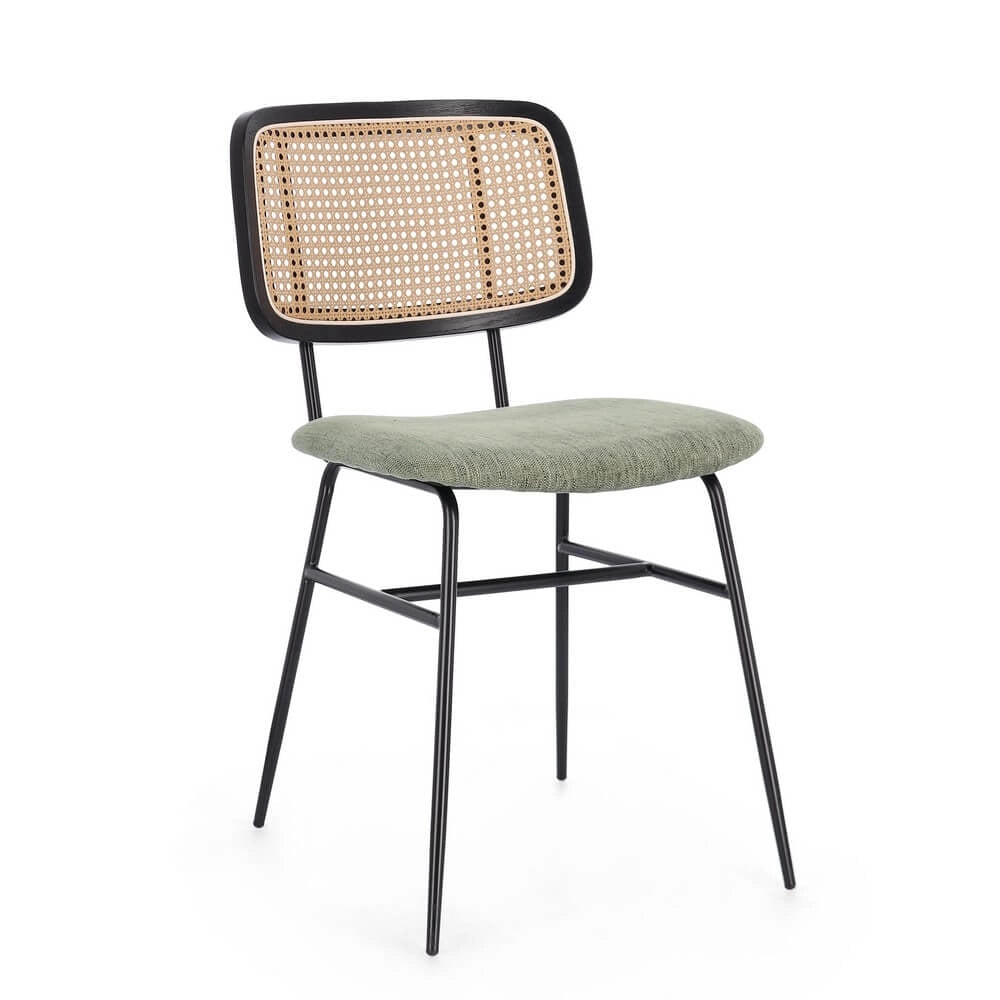 Set di 2 Sedie con Seduta Imbottita e Schienale Effetto Rattan - VIVIANA