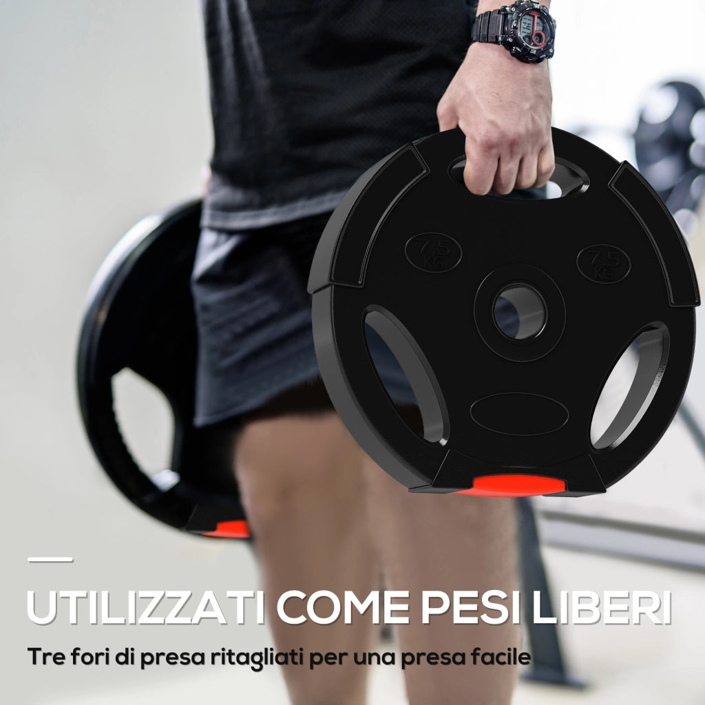 Kit Pesi con 2 Dischi da 7.5 kg e 2 Dischi da 5 kg ¨C Minimal ¨C Nero, Polipropilene e Sabbia, ?30x5.5 cm e ?27x4.5 cm