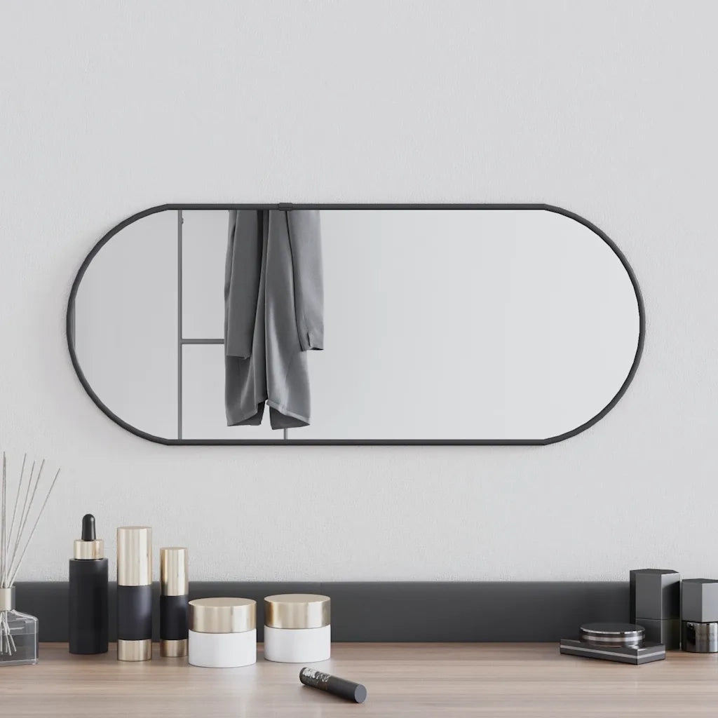 Specchio da Parete Nero 60x25 cm Ovale 348204