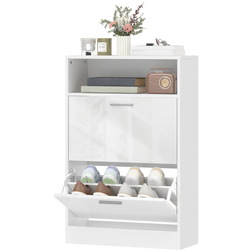 Scarpiera 8 paia ¨C Minimal ¨C bianco 2 cassetti e ripiani regolabili