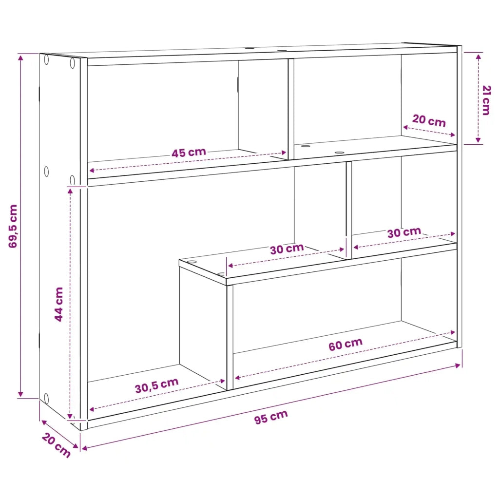 Scaffale da parete A parete Rovere Fumo 95 x 20 x 69,5 cm 8012144