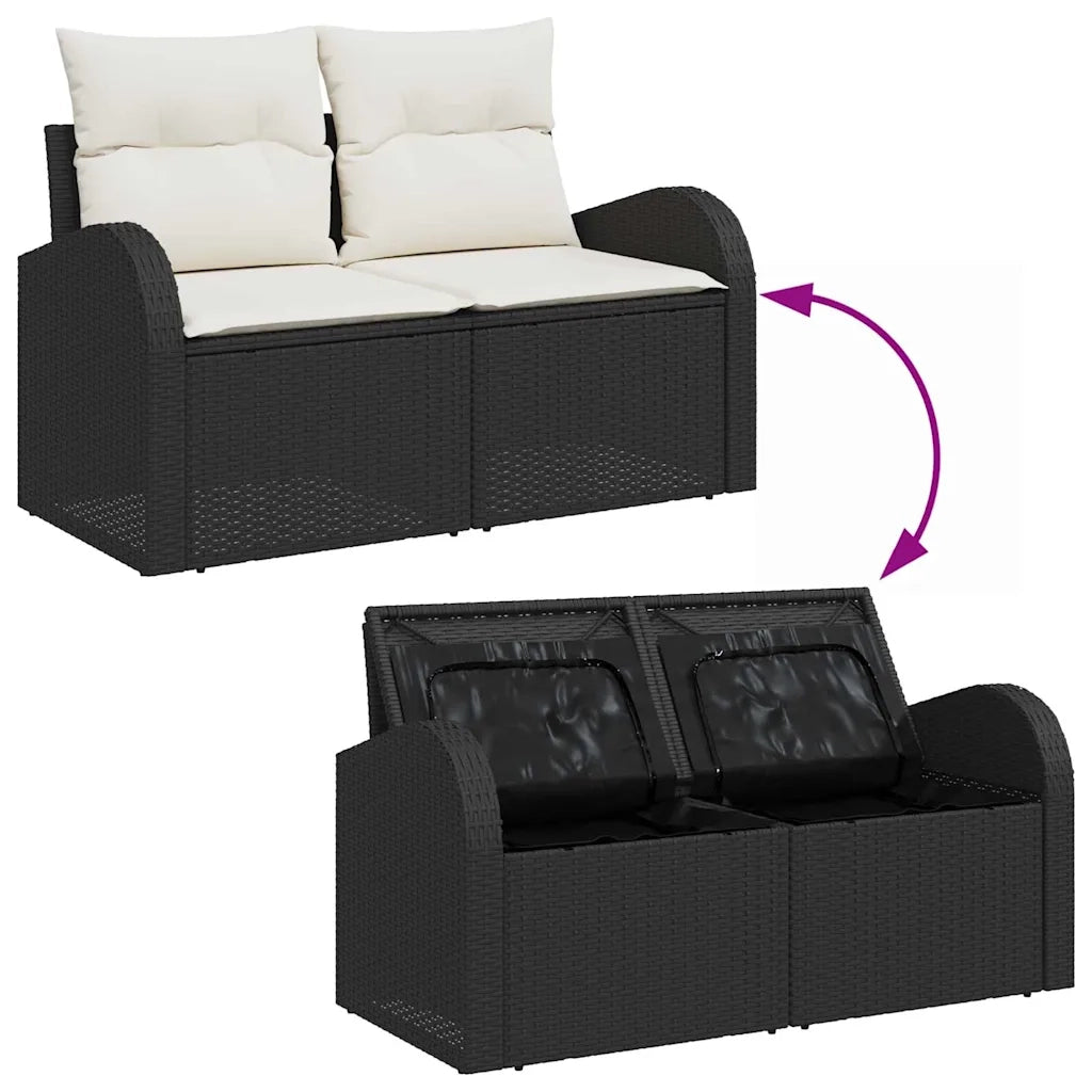 Set Divano da Giardino 5 pcs Nero Rattan in Polipropilene 3357280