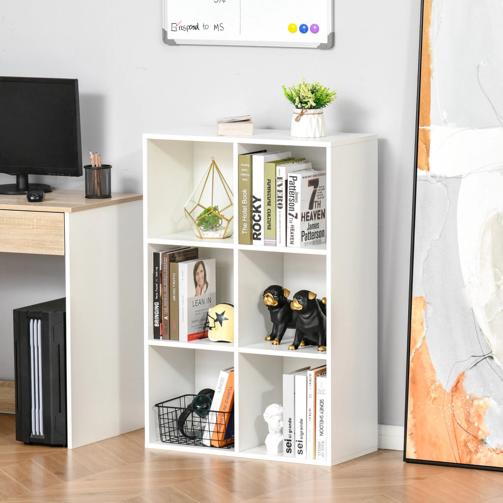 Libreria 3 Livelli 6 Cubi in Legno ¨C Minimal ¨C 65.5x30x97.5 cm Bianco