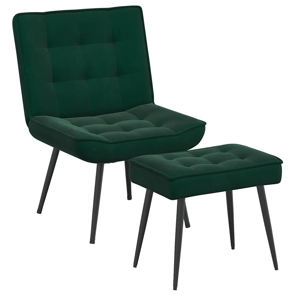 Poltrona Relax con Poggiapiedi Verde Scuro in Velluto 4012329