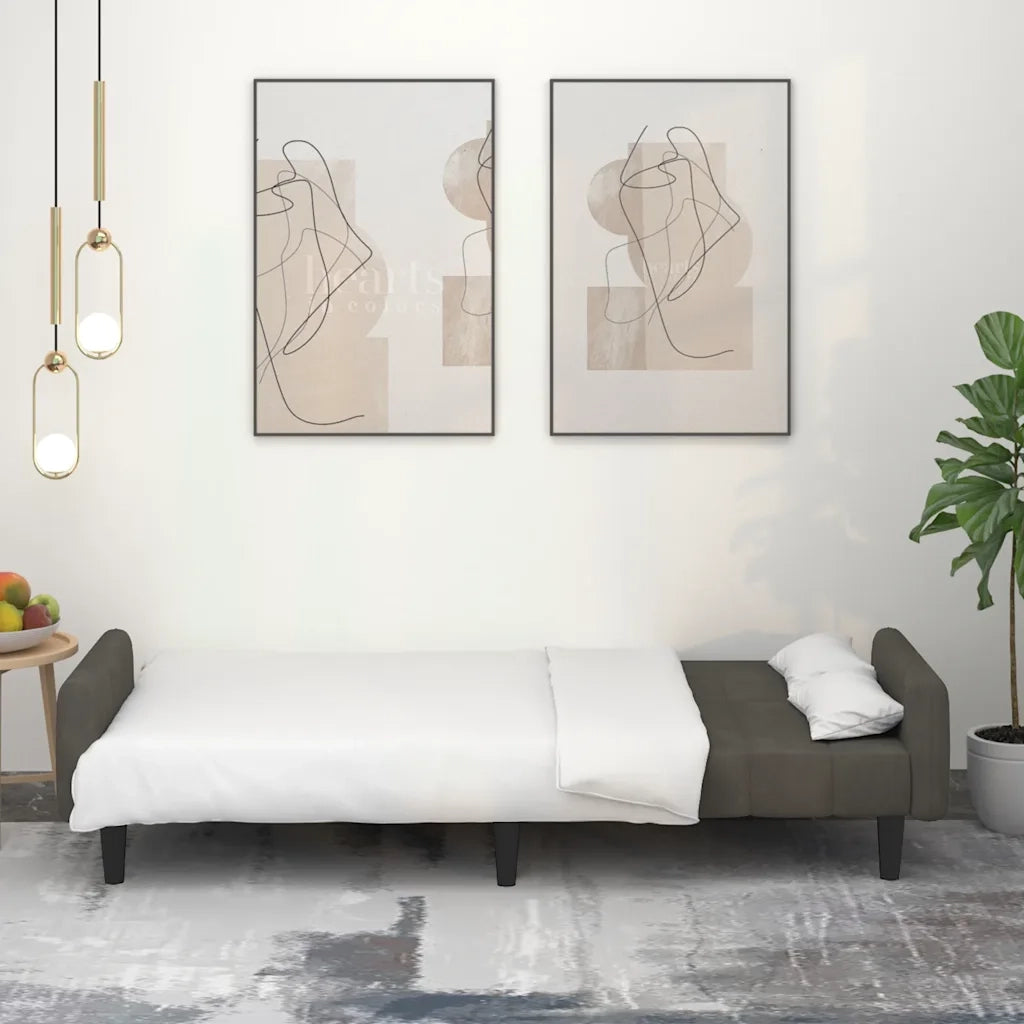 Divano letto | Sof¨¤ letto | Letto singolo a 2 Posti Grigio Scuro in Velluto