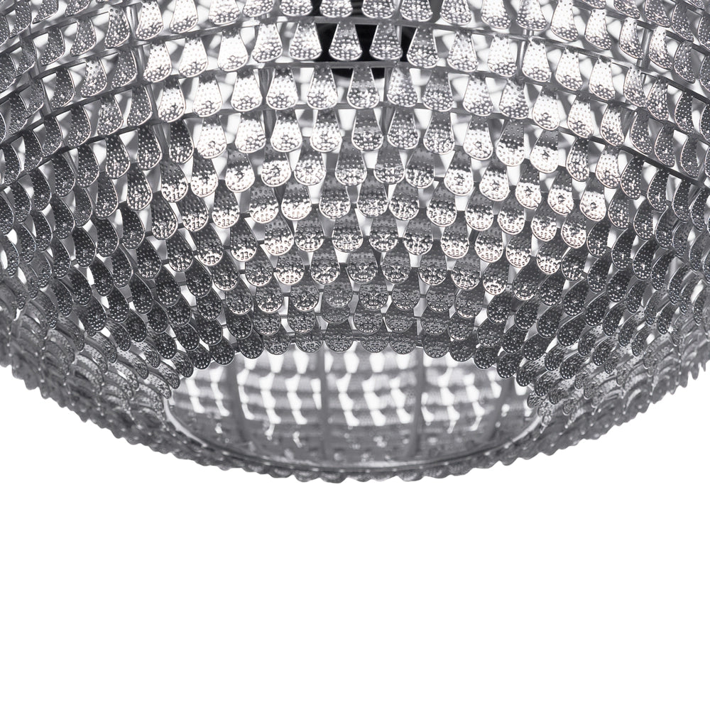 Lampada a Sospensione in Metallo Argento a forma di globo