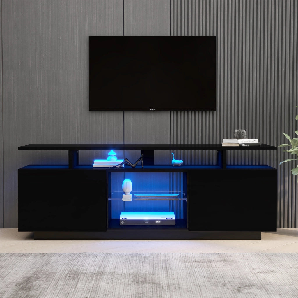 Cassettiera per TV nera in truciolato lunghezza 140 cm