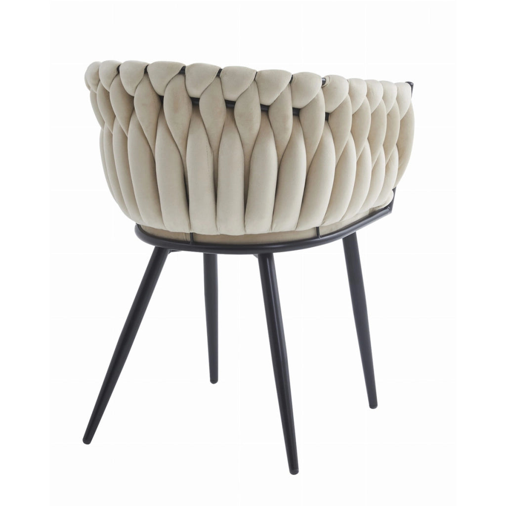 Sedia poltroncina Orion in velluto beige con gambe nere