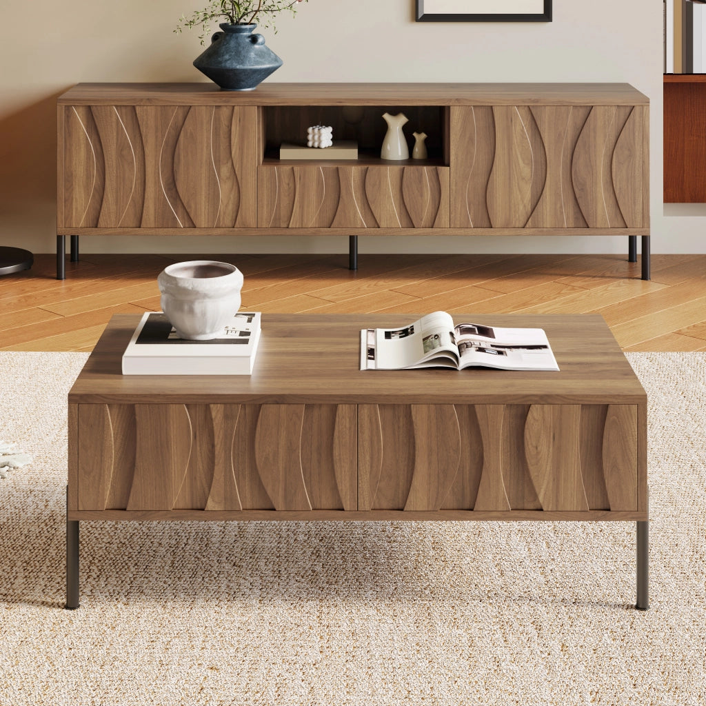 Cassettiera per TV naturale in MDF lunghezza 160 cm