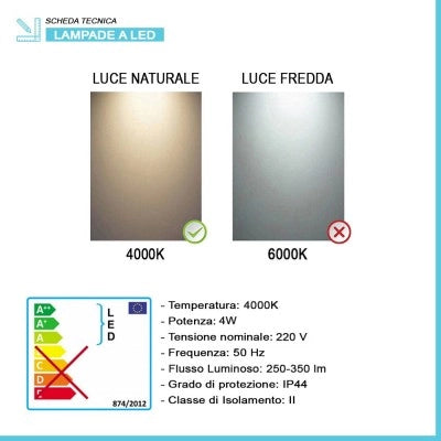 Specchio bagno tondo diametro 70 con applique LED cromata