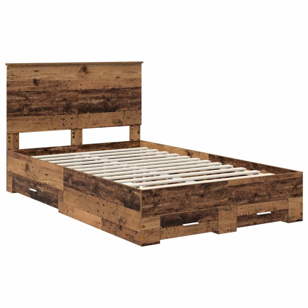 Letto matrimoniale | Letto per adulti | Struttura del letto con testiera Legno vecchio 120 x 190 cm