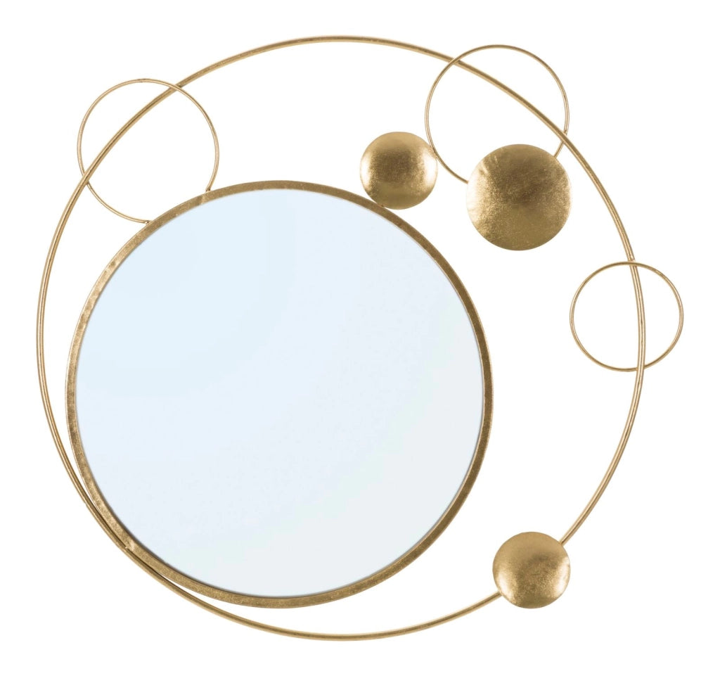 Specchio Planet 90x3x83 cm in Ferro e MDF Oro
