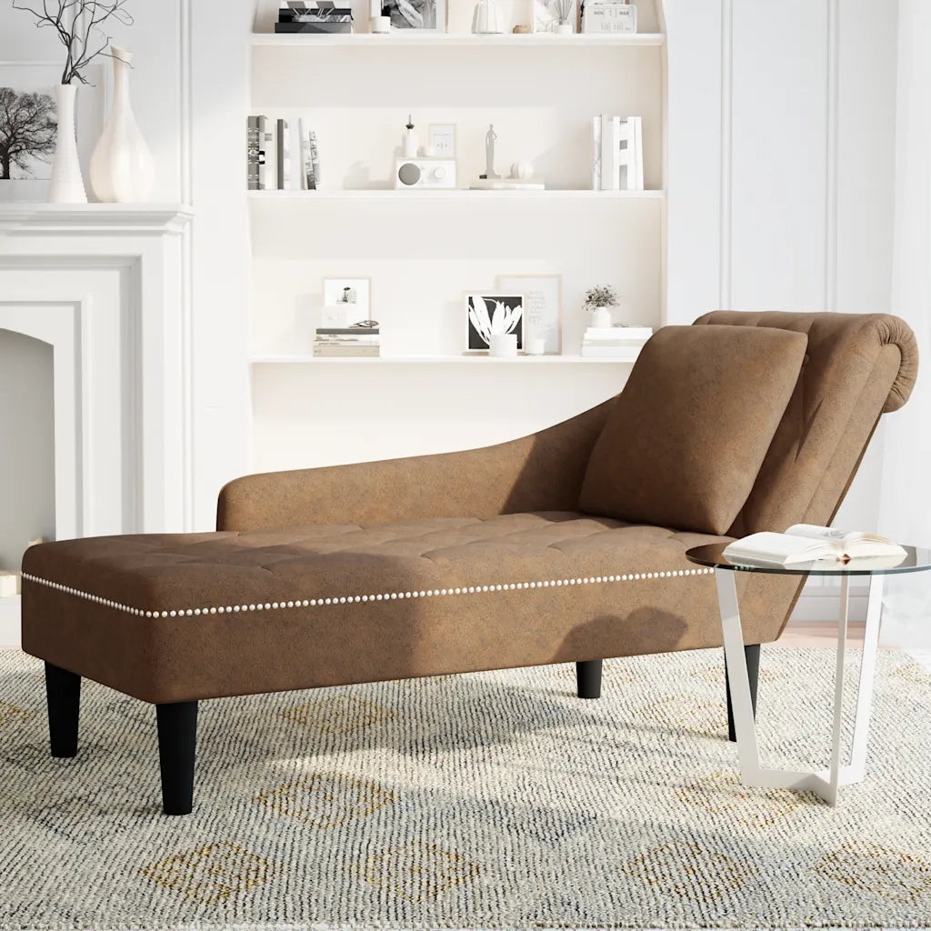 Sdraio con Cuscino e Bracciolo Destro in Similpelle Marrone 4009780