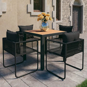 Set da Pranzo da Giardino 5 pz in Rattan PVC Nero e Marrone 3060107