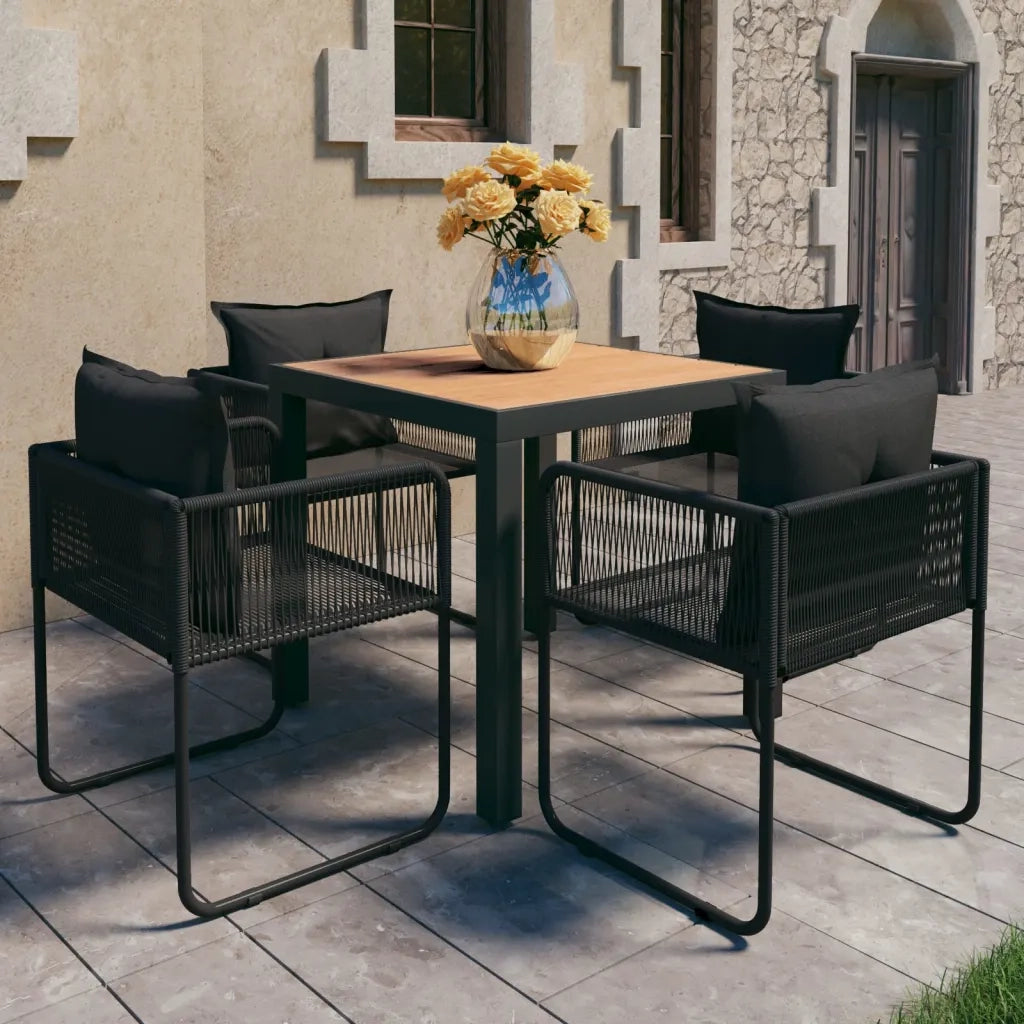 Set da Pranzo da Giardino 5 pz in Rattan PVC Nero e Marrone 3060107