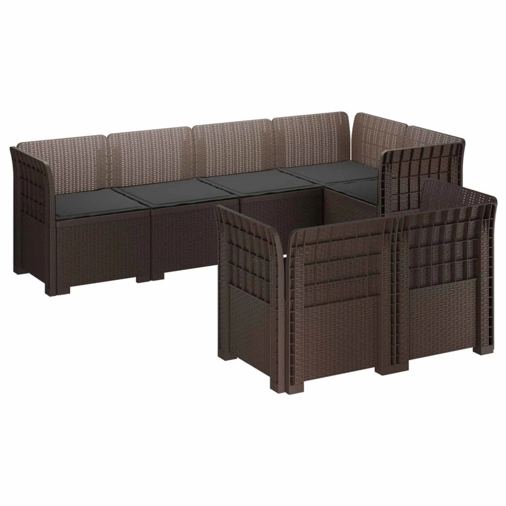 Divano 7 Posti da Giardino con Cuscini Aspetto Rattan PP 3444147