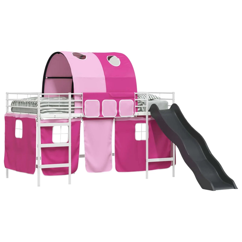 Struttura del letto loft per bambini Bianco e Rosa Metallo