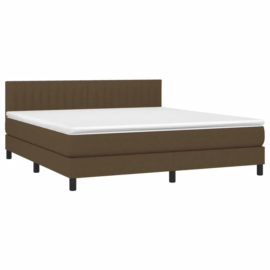 Letto a Molle Materasso e LED Marrone Scuro 160x200 cm Tessuto