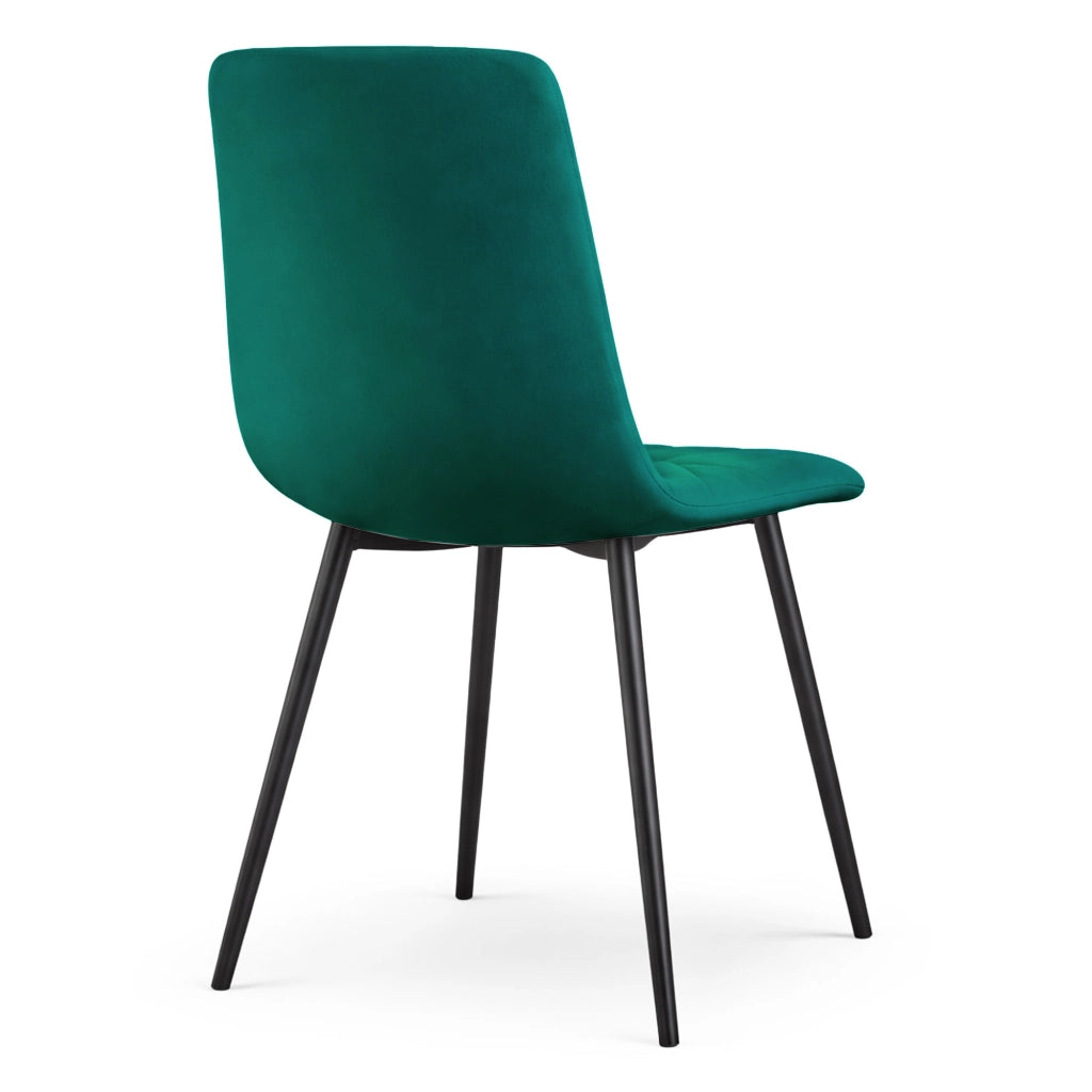 Set di 6 Sedie in velluto trapuntate MILO Verde Bottiglia gambe nere