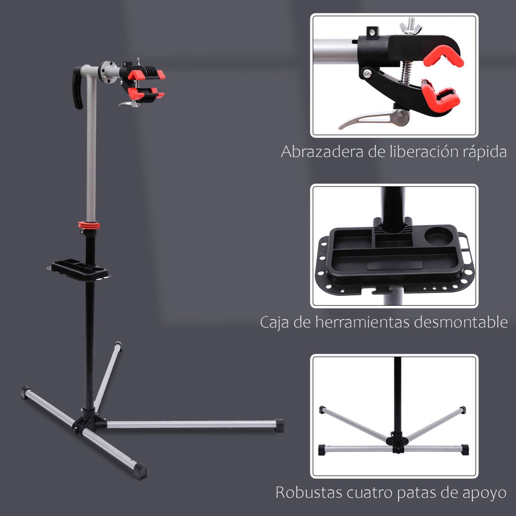 Cavalletto Riparazione Bici Regolabile Girevole ¨C Xylo ¨C 100x66x180 cm Nero