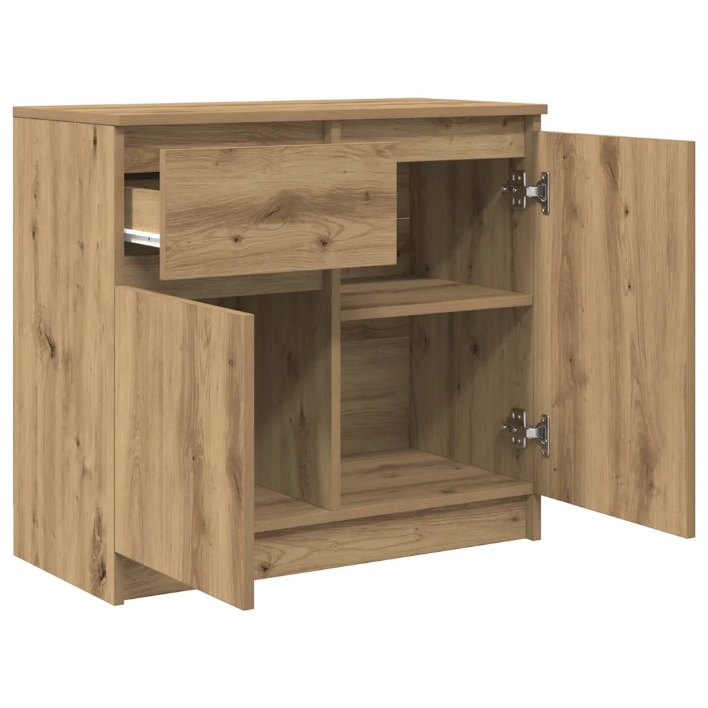 Credenza con Cassetto-Buffet-Armadio da cucina Rovere Artigianale 71x35x65 cm Truciolato 885992