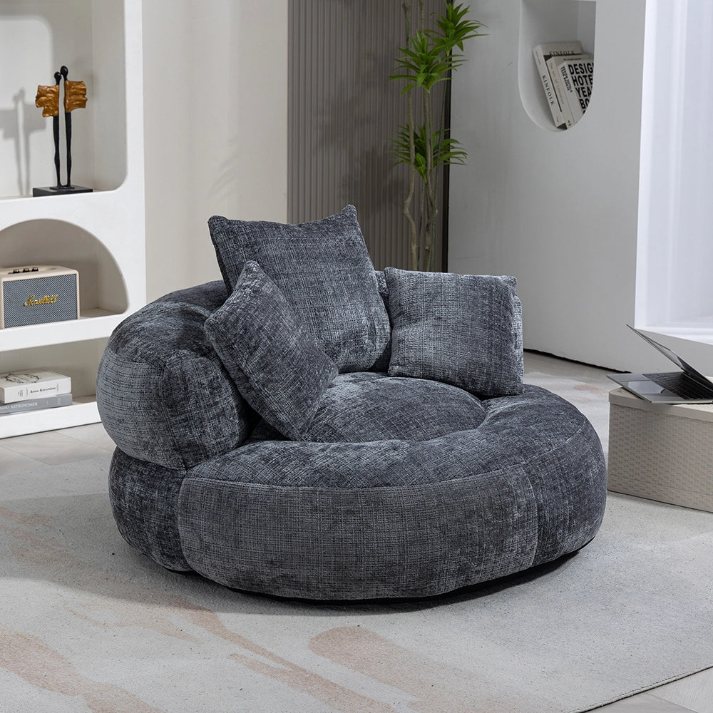 Chaise longue - Xylo - gaming chenille grigio con 3 cuscini