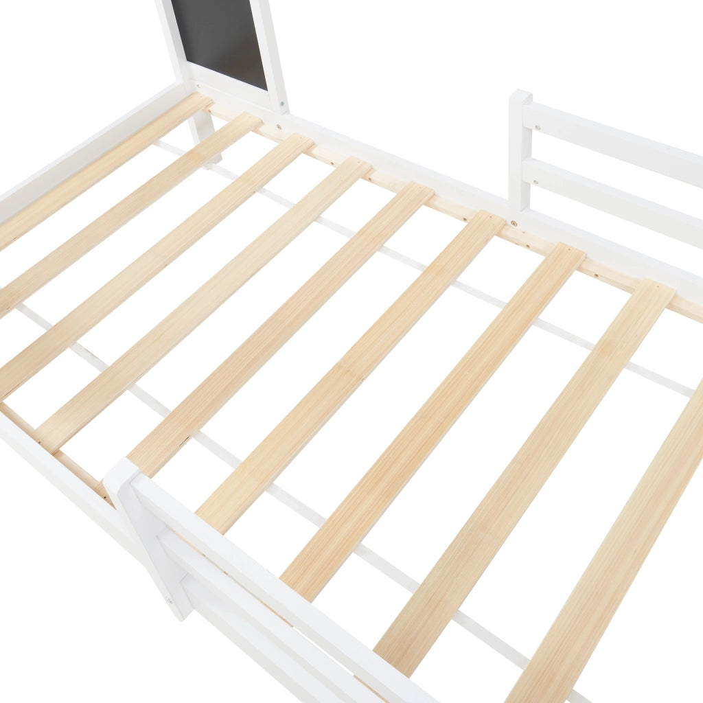 Letto a Casetta Lorenskog per Cameretta 90 x 200 cm in Legno di Pino con Barriera Anticaduta - Bianco [en.casa]