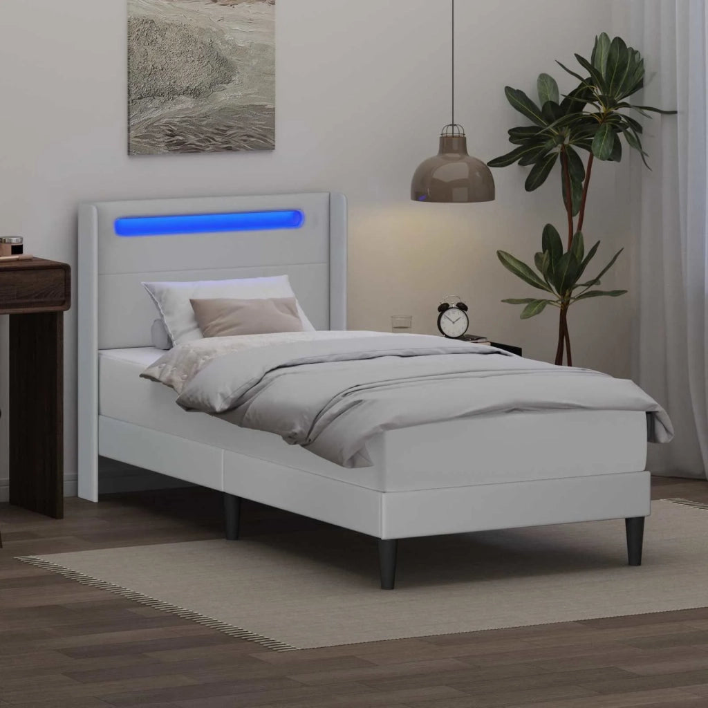 Struttura letto con materasso-Giroletto Bianco 90 x 190 cm Similpelle