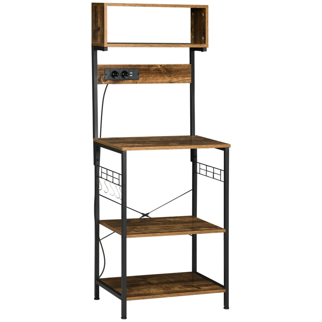 Scaffale da Cucina con Presa di Corrente e Caricatori USB ¨C Xylo ¨C Marrone 60x42x153 cm