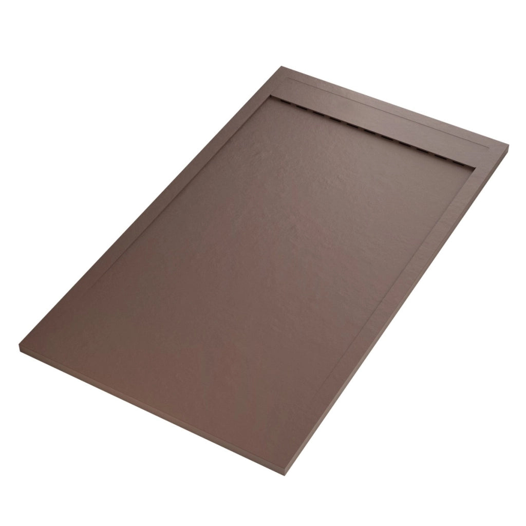 Piatto doccia in marmoresina marrone effetto pietra cemento prestige, misura 90x160