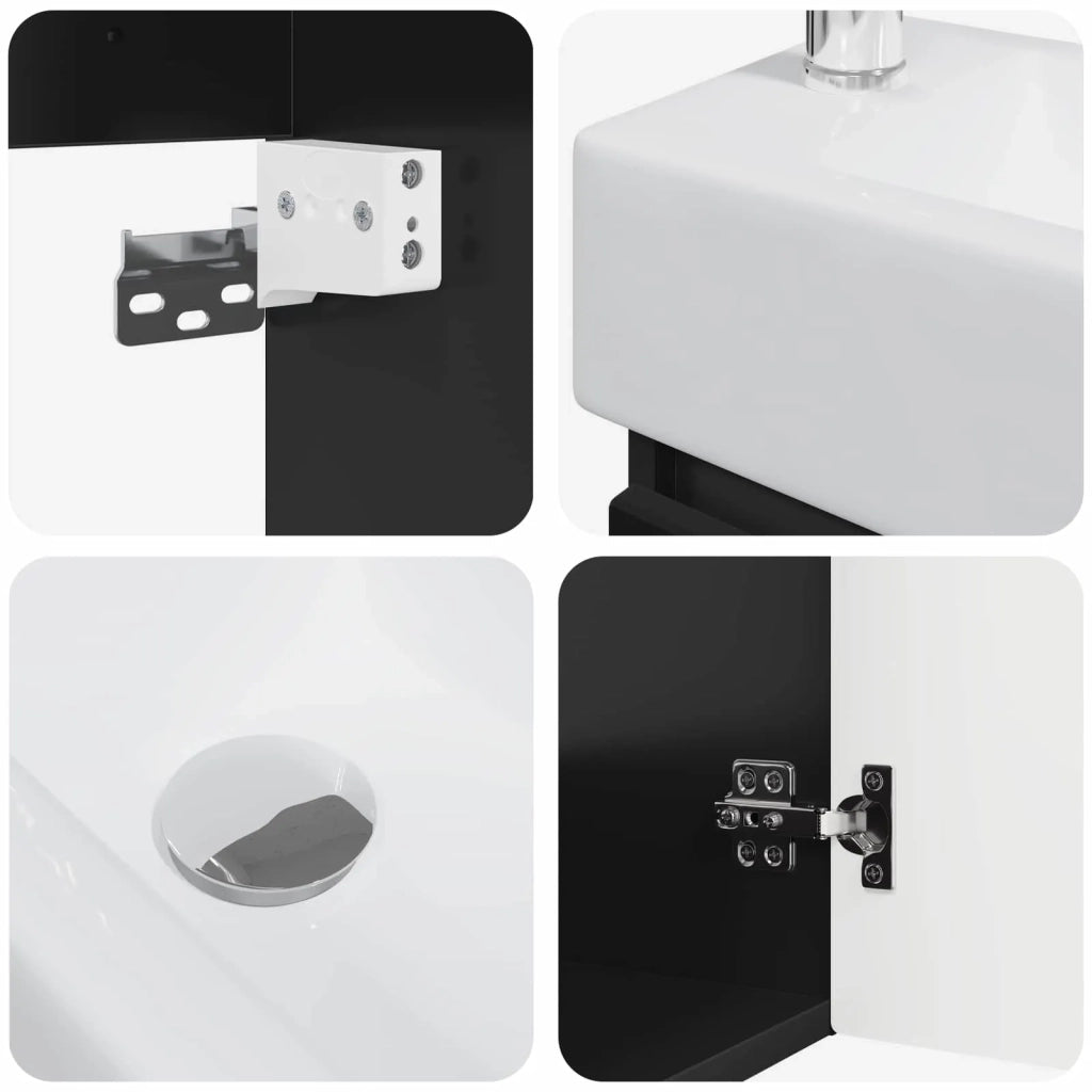 Mobile bagno con rubinetto Nero 45,5 x 25,5 x 84 cm 889482