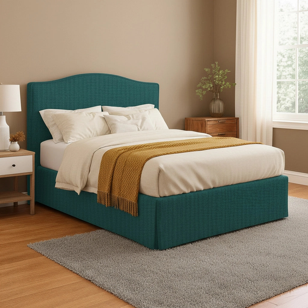 Runcorn, Letto Piazza e Mezza Sfoderabile Made in Italy, Verde Petrolio
