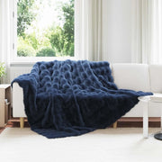 Coperta antiscivolo in finta di coniglio Olite 4 pcs Blu Marino