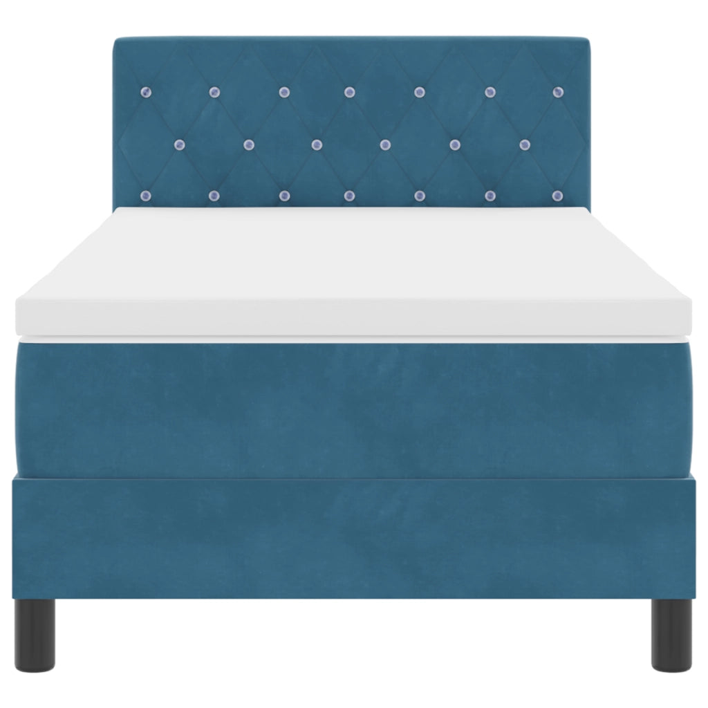 Letto Box con Materasso Blu Scuro 100x200 cm Velluto