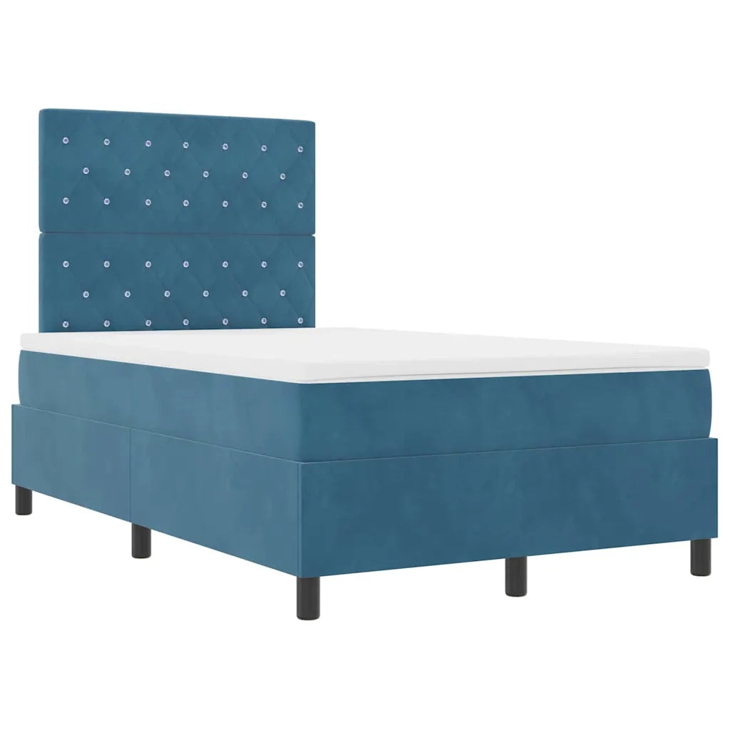 Letto a Sorgente LED Blu Scuro 120 x 190 cm Velluto 3343236