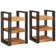 Comodino 2 pcs Marrone e Nero Legno di mango massello 4016731