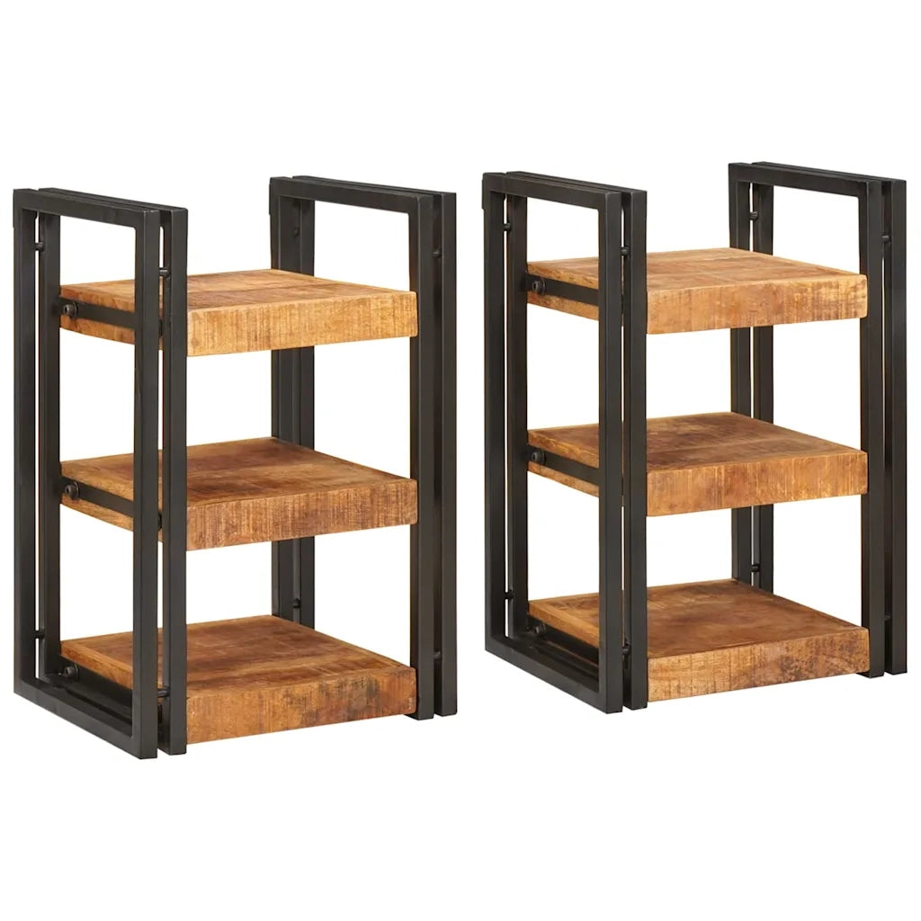 Comodino 2 pcs Marrone e Nero Legno di mango massello 4016731