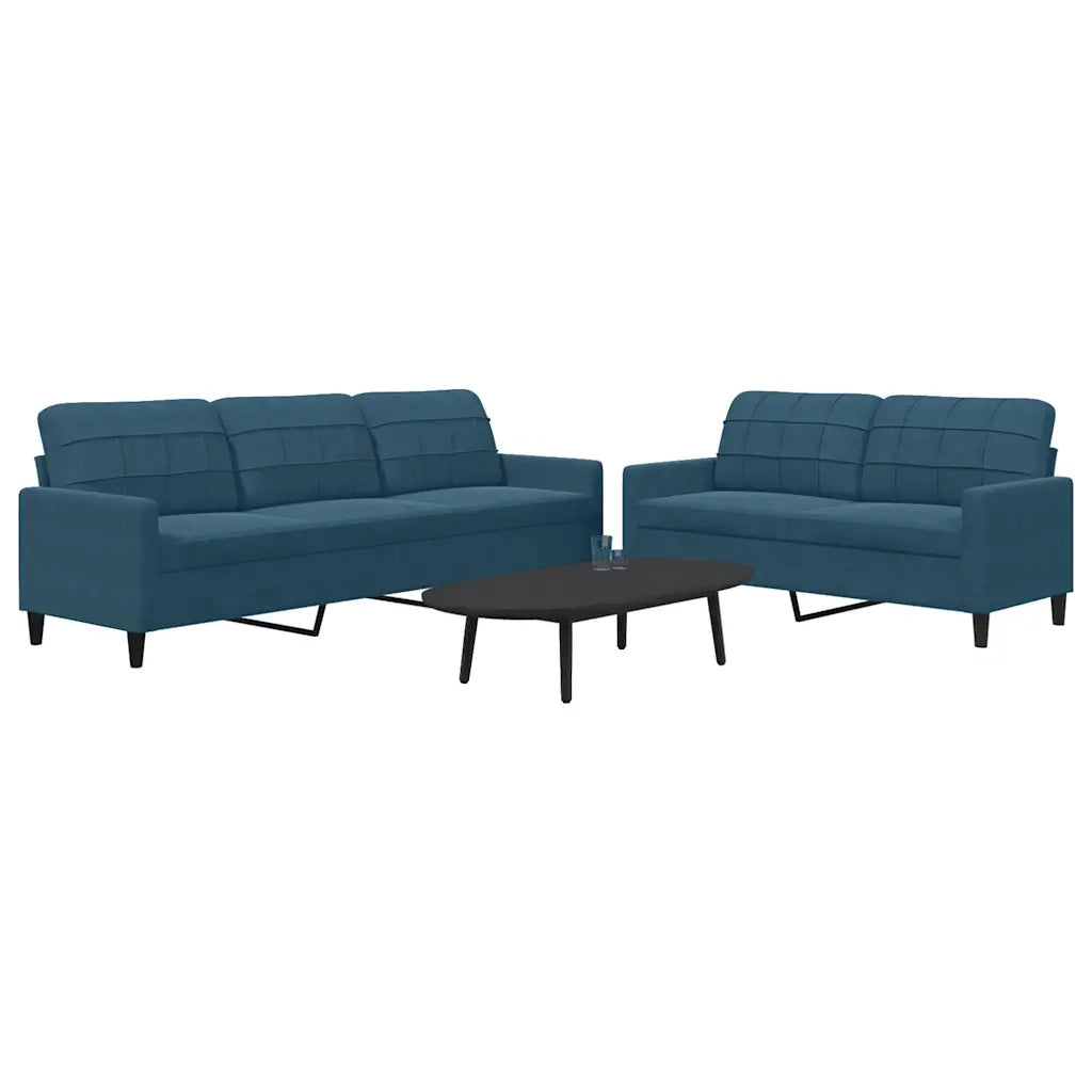 Set di Divani 2 pz con Cuscini Blu in Velluto 3278480