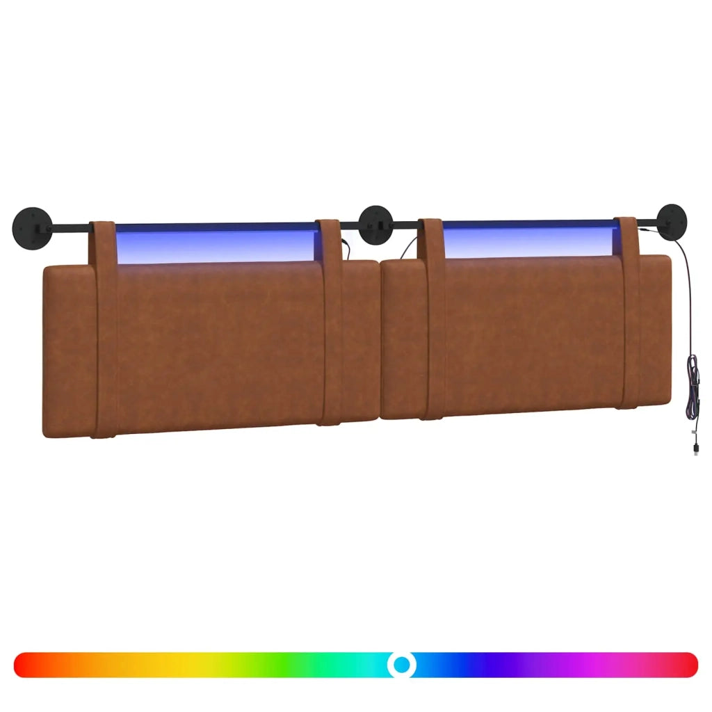 Testiera sospesa Con luce LED Marrone PU Antico 3424010