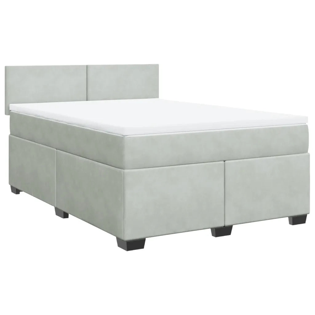Giroletto a Molle con Materasso Grigio Chiaro 140x200cm Velluto