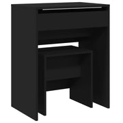 Toeletta | Tavolo da Trucco e Sgabello Nero 60x40x113,5 cm